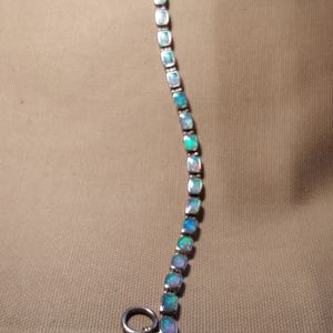 6 1/2" opal & sterling braclet